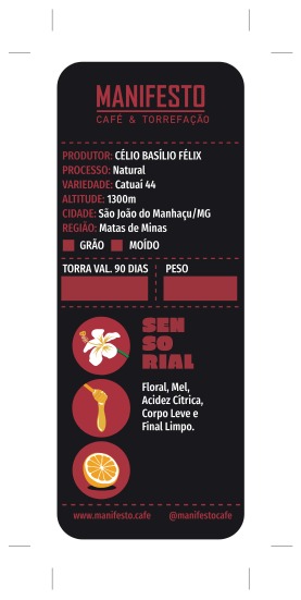 Pacote Café Especial Variedade Catuaí 44 - Célio Basílio Félix